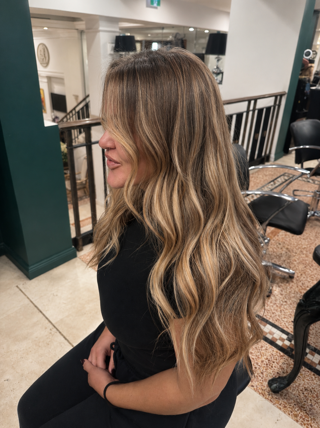 Balayage colour, side profile